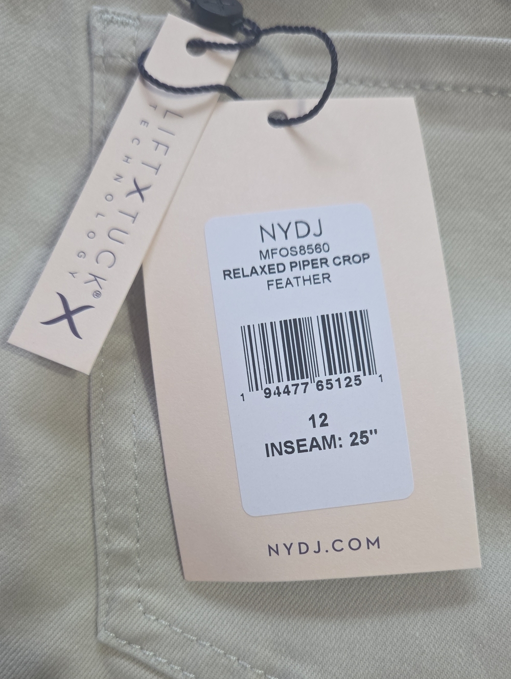 NYDJ Piper Relaxed Women's Cropped Straight-Leg Jeans in Feather Size 12 Beige - Picture 10 of 10